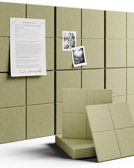 Fluxynara Large Felt Bulletin Board 36" x 24"Cork Board Alternative-6 Pack with 40 Safe Removable Adhesive Tabs, Cork Boards for Walls Cork Board for Home Office Classroom Pin Board-Olive Green