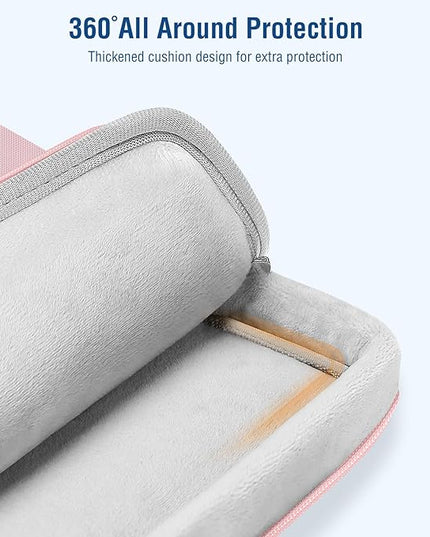 MOSISO 360 Protective Laptop Shoulder Bag Compatible with MacBook Air/Pro, 13-13.3 inch Notebook, Compatible with MacBook Pro 14 inch M5 M4 M3 M2 M1,Matching Color Sleeve with Belt, Pink