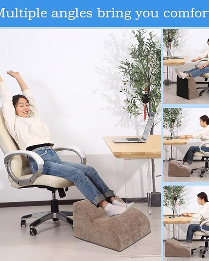 Foot Rest for Under Desk at Work.Multifunctional 3-Tier Foot Stool,with Washable Footrest.for Under Desk,Office Chair Gaming Chair & Sofa,Leg Elevation Pillow,Supports Posture-Brown