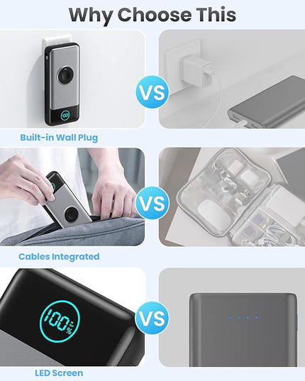 Portable Charger for iPhone with Built-in Cables and AC Wall Plug,Upgraded 26800mah Fast Charging USB C Power Bank,25W PD Travel Essential Battery Pack for iPhone 17/16/15/14/13,Galaxy,Apple Watch
