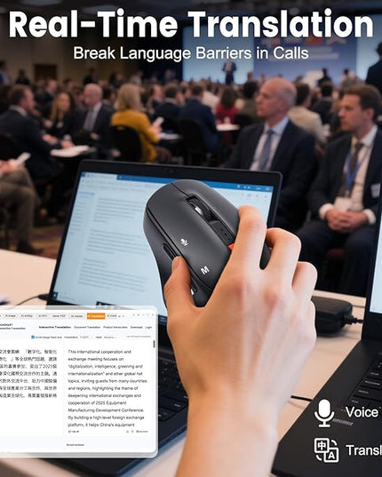 AI Wireless Mouse for PC Laptop Bluetooth Mouse with AI Assistants & Voice Typing 5-Speed DPI Adjustable Ergonomic Design for Office Remote Work High-Performance Device for Professionals Students