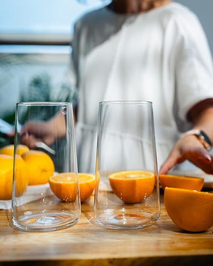 Krosno Water Glasses, Set of 6, Capacity 20 fl oz, Infinity Collection, Thin Highball Glasses,Clear Tall Glass Cups For Water, Juice, Drinks, and Cocktails, Dishwasher Safe, Made in Europe