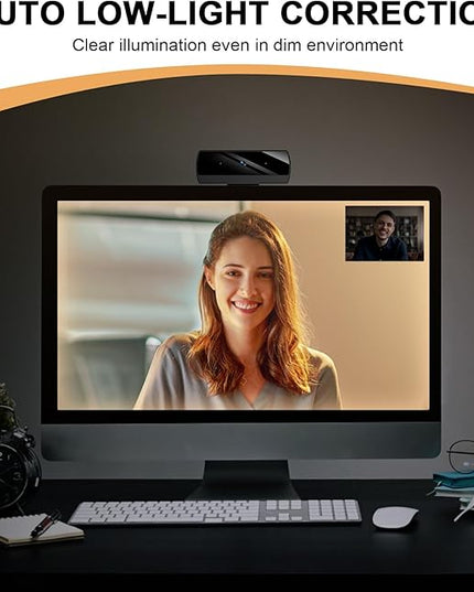Webcam for PC, Full HD 1080P Video Calling, HD Light Correction, Works with Skype, Zoom, FaceTime, Hangouts, PC/Mac/Laptop/MacBook/Tablet