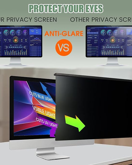 [2 Pack/Family Size]Eliwhale 24 inch Computer Screen Privacy Filter for 16:9 Widescreen Monitor, Matte Anti-Glare and Anti-Spy, Bluelight Block, Eye Healthy Privacy Shield, Width*Height: 531mm*299mm for LG HP AOC Acer and More