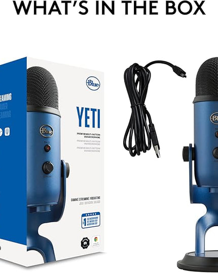 Logitech Creators Blue Yeti USB Microphone for Gaming, Streaming, Podcast, YouTube, Discord, PC, Studio Sound, Plug & Play-Midnight Blue