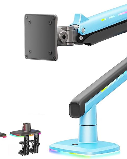 NB Gaming Monitor Arm or for 32 to 60 Inches Screen, Load up to 20 kg, VESA 75/100, RGB-Light, Heavy Duty, Multi Angle Adjustable, Premium Aluminum, Blue