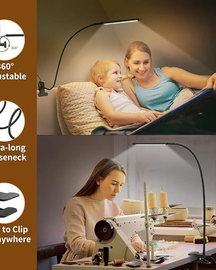 iZELL Desk Light [2-Pack] LED Desk Lamp with Clamp [77 LEDs with 3 Color Modes & 10 Brightness Levels] Flexible Gooseneck Book Light, Easy Clip-on Reading Light