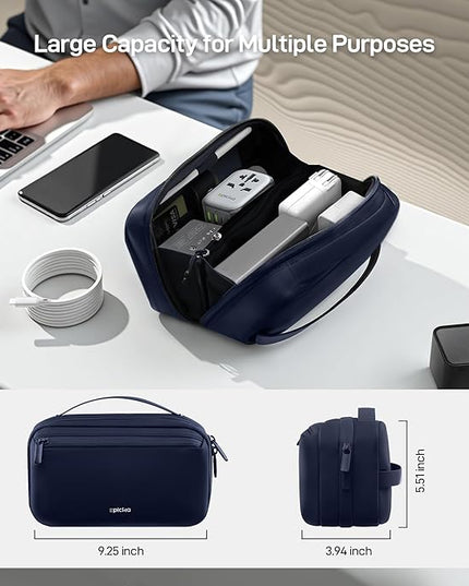 EPICKA Electronics Organizer Travel Case - Cable Organizer Bag for Travel Accessories, Tech Pouch for Cords, Charger, Adapter, Cables, Power Bank, Waterproof Storage Bag with Luggage Strap, Navy