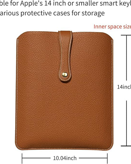 Real Leather Laptop Sleeve for MacBook Pro & Air Fits 13, 14, Inch,Large Lychee Grain Leather, Soft Soft Lining (14 Inch - MacBook-Pro M1/M2/M3/M4),Brown