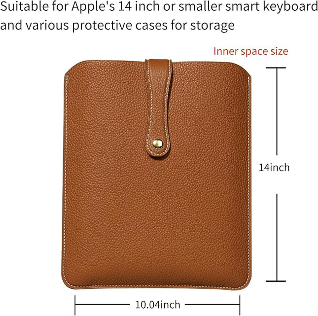 Real Leather Laptop Sleeve for MacBook Pro & Air Fits 13, 14, Inch,Large Lychee Grain Leather, Soft Soft Lining (14 Inch - MacBook-Pro M1/M2/M3/M4),Brown