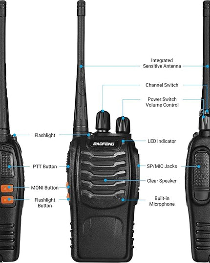 Baofeng Walkie Talkies Two-Way Radios bf-888s for Adults Long Range Rechargeable Communicator Handheld Professional UHF Interphone 10 Pack Walky Talky Set with Earpiece,Li-ion Battery and Charger