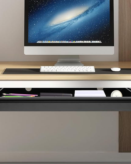FFanhia 30 Inch Under Desk Mounted Sliding Pull-out Drawer Storage for Sit Stand Workstation Office(Applicable Table Thickness: 0.79in) Black