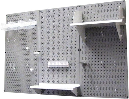 Wall Control Pegboard Organizer 4 ft. Metal Pegboard Standard Tool Storage Kit with Gray Toolboard and White Accessories