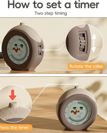 Visual Timer for Kids, 299-Minute Cute Kids Squirrel Timer with Eye-Protection Screen & Protective Case, Homeschool Supplies Study Teaching Time Management Tool