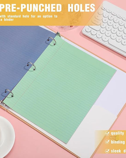 PerKoop 400 Sheets Colored Loose Leaf Paper 8.5" x 11" college ruled Lined 3 Hole Punched notebook Filler Paper for 3 Ring Binders Office School Supplies (Candy Colors)