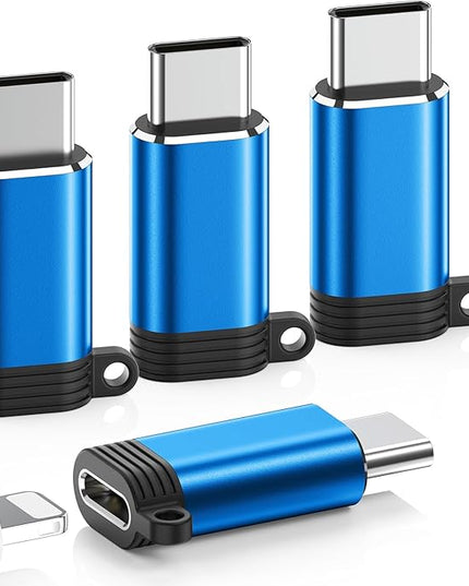 Lightning to USB C Adapter 4 Pack, Fast Charging & Data Sync for iPhone 15/16/17 Pro/Pro Max, Charger Adapter Accessory (Not for Audio/OTG)-Blue