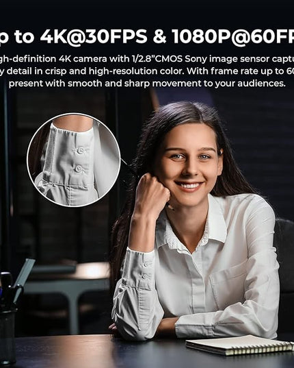 OBSBOT Meet AI-Powered 4K Webcam, AI Framing & Autofocus, Webcam with Microphone, Background Bokeh, 60 FPS, HDR Low-Light Correction, Beauty Mode, Webcam for PC, Streaming, Conference, Gaming, etc.
