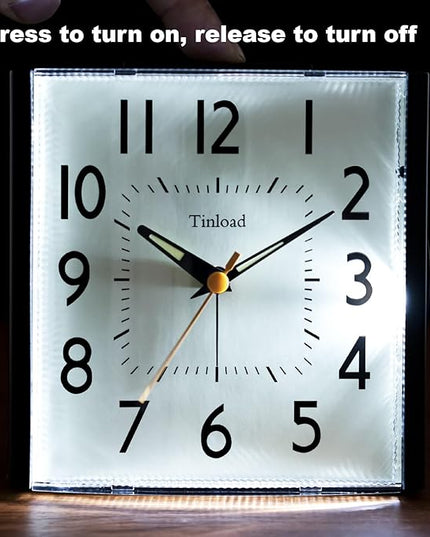 Tinload 4.7" Large Vintage Retro Analog Alarm Clock, Super Silent Non Ticking Clock with Manual Light, Snooze, Battery Operated, Simply Design, for Living Room, Bedroom, Bedside, Desk, Gift Clock