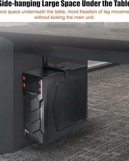 Heavy Duty Under Desk PC Mount, 66 lbs Load Capacity, Adjustable CPU Holder 100-480mm Height, Full Steel Construction, Fits Most Computer Towers, Space Saving Black Under Desk Computer Mount