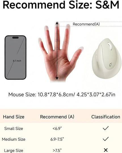 Q7 Vertical Ergonomic Mouse, Wireless Bluetooth Mouse (BT5.0/3.0+2.4G), 5-Level Adjustable DPI up to 4000, Quiet clicks, Multi Devices Computer Mouse for Laptop/PC/Mac-Grey