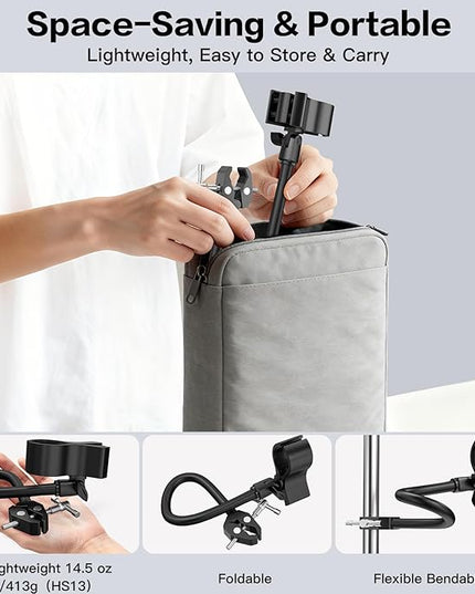 ZealSound Microphone Stand,Gooseneck Arm with Heavy Duty Crab Clamp for Round Pipes & Desktops,Flexible Boom Mount with Mic Clip for Podcast,Compatible with Blue Snowball, Razer, Pyle & More 13 Inch