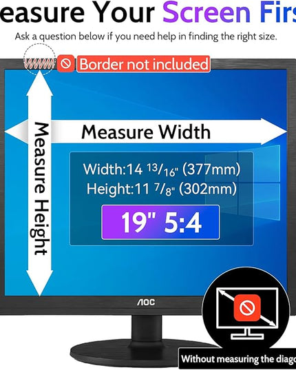 Peslv Computer Privacy Screen 19 Inch for 5:4 Standard Monitor, Removable 19inch Anti Blue Light Glare Shield Monitor Privacy Filter (14 13/16" x 11 7/8")