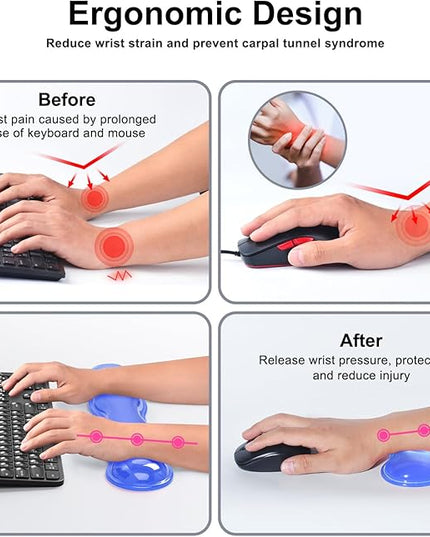 Gel Keyboard and Mouse Wrist Rest Set, Comfort Ergonomic Wrist Support, for Wrist Pain Relief, Computer Keyboard Wrist Rest (Blue)