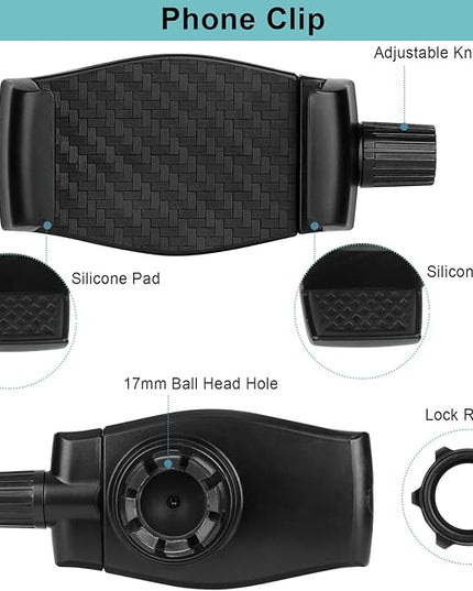 Phone Holder with 3 Ball Adapters,Aluminum Alloy 17 mm to 17 mm/17 mm to 20 mm/17mm to 25 mm Ball Joints,Compatible with 17mm/20 mm/25 mm Size Ball Socket Mount (25 mm Compatible with RAM Mounts)