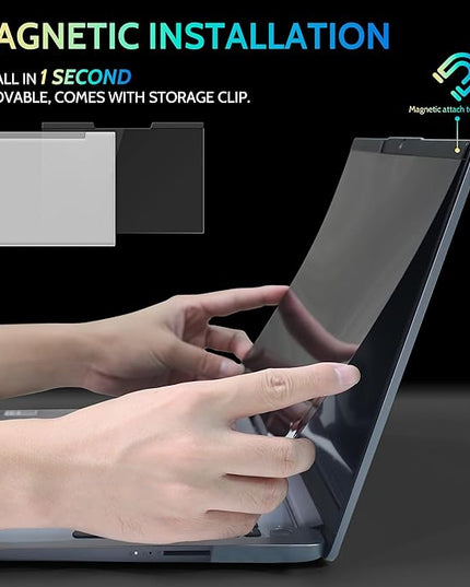 Peslv Magnetic Laptop Privacy Screen 13.3 Inch for 16:9 Computer Monitor, 13" Removable Anti Glare Protector Blue Light Filter Shield Compatible with Lenovo Hp Dell Acer Asus Thinkpad Envy Xps