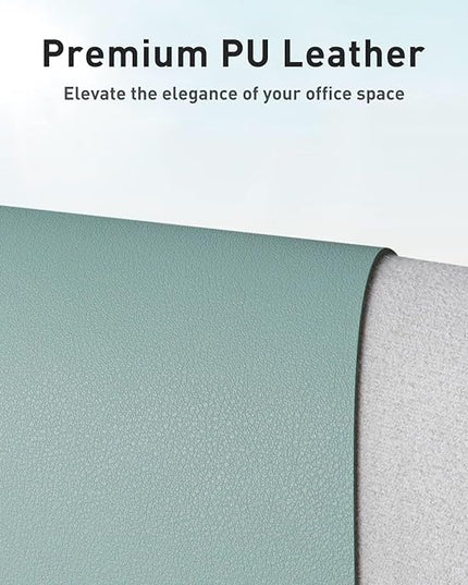 Aothia Leather Desk Pad Protector, Mouse Pad, Office Desk Mat, Non-Slip PU Leather Desk Blotter, Laptop Desk Pad, Waterproof Desk Writing Pad for Office and Home (48"x17", Light Blue)