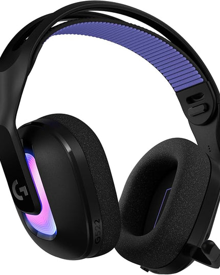 Logitech G522 Lightspeed Wireless Gaming Headset, LIGHTSYNC RGB, Full Bandwidth Mic & Advanced Synchronized Audio, Tri-Connectivity with Lightspeed, Bluetooth, USB-A to USB-C for PC - Black