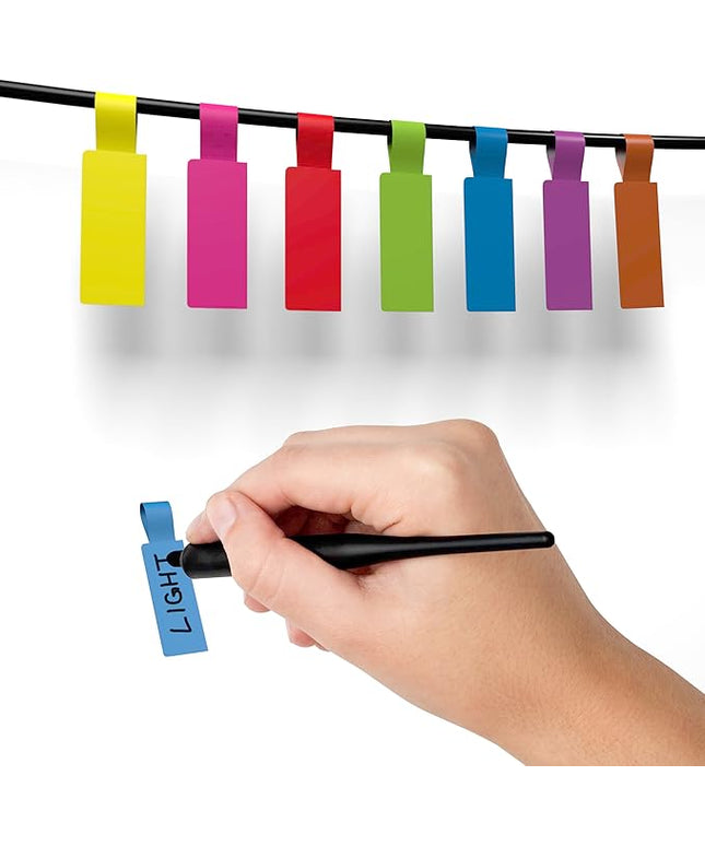Kenco Cable Labels - 240 Labels 12 Sheets, 10 Colors Waterproof Cord Labels - Write on Stickers Tear and Liquid Resistant for Color Coding and Identification -Made in The USA (960 Labels)