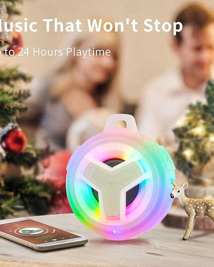 EBODA Bluetooth Shower Speaker, Portable Bluetooth Speakers, IP67 Waterproof Wireless Speaker with LED Light, 2000mAh, True Wireless Stereo, for Men and Women, Unique Music Gifts