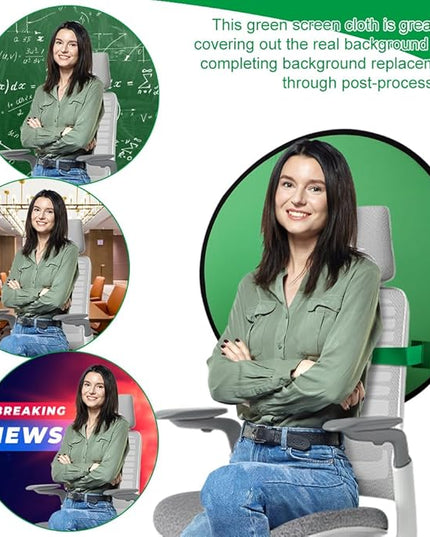 1 PC Green Screen Background, Nylon Background Screen Portable Foldable Backdrop for Live Streaming, Chair Photo Studio Solid (Green, 75cm，only Screen,NO Stand)