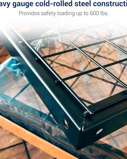 FLEXIMOUNTS 4x8 Overhead Garage Storage Rack, Adjustable Organization System, Heavy-Duty Metal Ceiling Racks, 2 Pack, Hammertone, Classic Series
