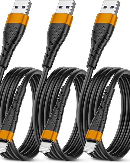 OIITH MFi Certified for iPhone Charger Cable 3 Pack 3 Ft, for Lightning Charging Cord, Fast 2.4A for iPhone USB Cord Compatible with iPhone12/11/XS/Max/XR/X/8/8P/7P/6/iPad - Orange