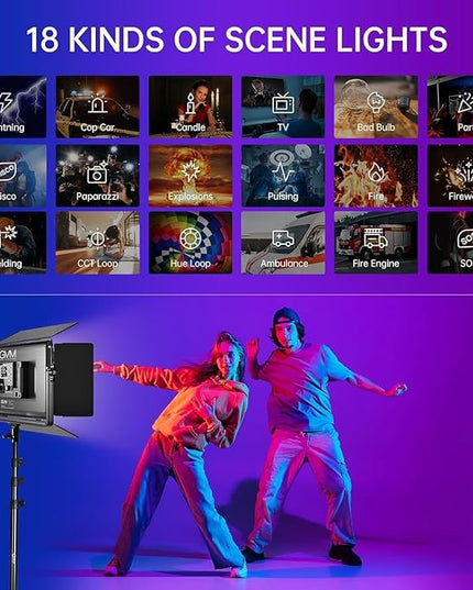 GVM 1500D RGB LED Video Light with Softbox, 75W Video Lighting Kit with Bluetooth Control, Led Panel Light for Photography, YouTube Studio, Video Shooting,18 Scene Mode, 2 Packs