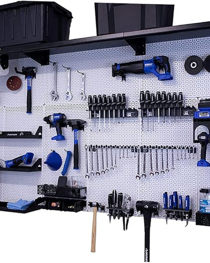OmniWall Weekend Warrior XL Metal Pegboard Wall Organization System (White/Black)