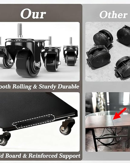 Computer Tower Cart, Height Adjustable PC Tower Stand, Mobile Rolling PC Cart, 2-Tier ATX-Case CPU Holder, PC Stand with Wheels, 23.23"-31.10" H, Black Pro
