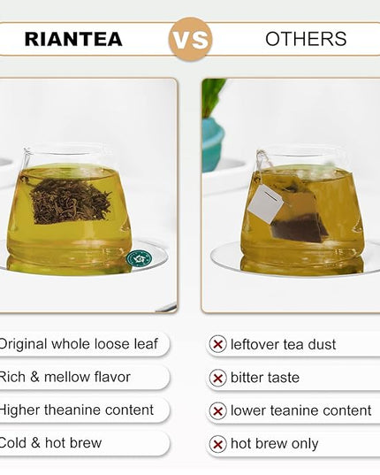 RIANTEA Organic White Tea Bag 36 Count - Cold Brew Loose Leaf Tea Bags, Biodegradable Corn Fiber Sachets, Full-Leaf, Eco-Conscious Iced Tea, Refreshing & Smooth Flavor
