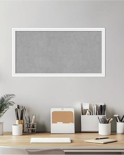 Amanti Art White Framed Magnetic Board 13x25 Small Vision Board for use with Magnets, 100% Metal Sheet to Display Items as Office Decor or for Home Organization in mudroom, Kitchen or Kids Room