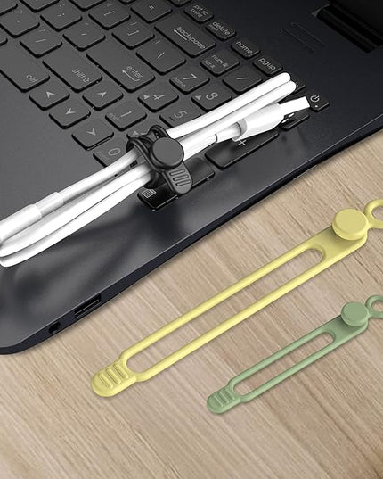Nearockle Silicone Cable Ties Cord Organizer for Cable Management, 20PCS 4.2" and 7.1" Reusable Cable Organizer Electronic Accessories for Home, Office, Kitchen, School, Travel (5 Colors)