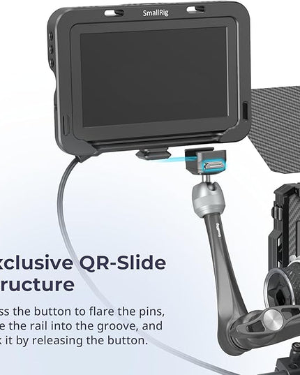 SMALLRIG 11" Rosette Magic Arm, HawkLock H21 Quick Release Structure, w 1/4"-20 Screws and Anti-Twist Pins, for Monitors, Lights, Max Load Cpacity 3kg