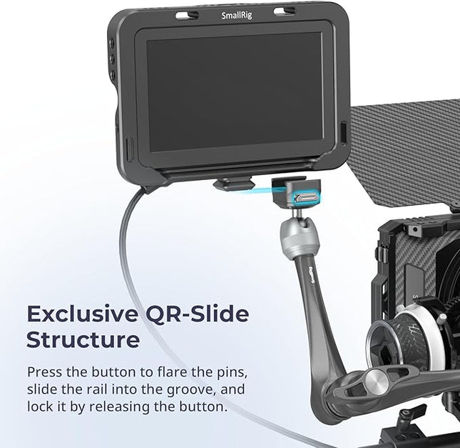 SMALLRIG 11" Rosette Magic Arm, HawkLock H21 Quick Release Structure, w 1/4"-20 Screws and Anti-Twist Pins, for Monitors, Lights, Max Load Cpacity 3kg