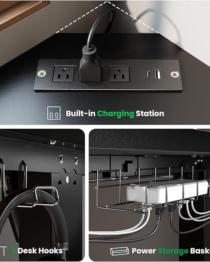 SIAGO L-Shaped Standing Desk - 63 x 55 Inch Adjustable Corner Standing Desk with Charging Station - L Shape Sit Stand Table with Memory Controller, Splice Board for Home Office