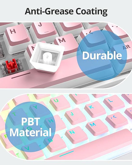Guffercty kred 117-Key Pink Pudding Keycaps, OEM Profile PBT Anti-Wear Translucent Backlight for Mechanical Keyboard(Pink Pudding)