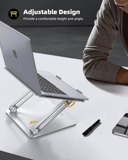 Lamicall Adjustable Laptop Stand, Portable Laptop Riser, Aluminum Laptop Stand for Desk Foldable, Ergonomic Computer Notebook Stand Holder for MacBook Air Pro, Dell XPS, HP (10-17.3'') - Silver