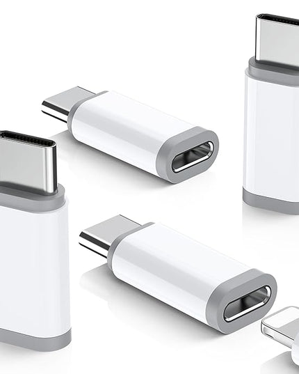 Lightning to USB C Adapter 4 Pack - Fast Charging & Data Transfer USB Type C to Lightning Charger Connector Compatible with iPhone 15/16/17 Pro Max/Plus, Samsung, Pixel - (Not for Audio/OTG)