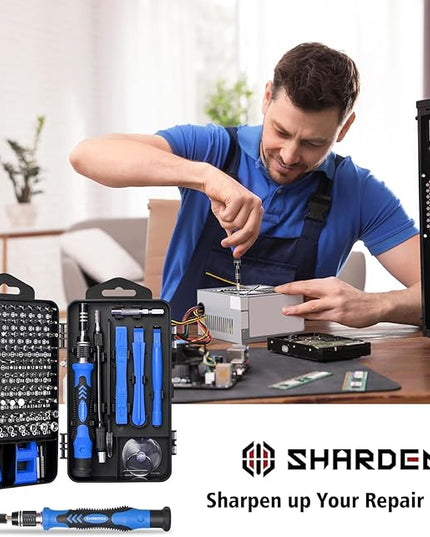 SHARDEN Precision Screwdriver Set, 122 in 1 Electronics Magnetic Repair Tool Kit with Case for Repair Computer, PC, Cellphone, Game Console, Watch, Eyeglasses etc (Blue)…