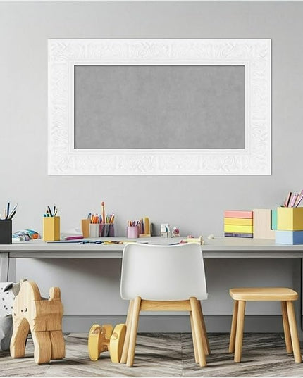 Amanti Art White Framed Magnetic Board 19x31 Small Vision Board for use with Magnets, 100% Metal Sheet to Display Items as Office Decor or for Home Organization in mudroom, Kitchen or Kids Room